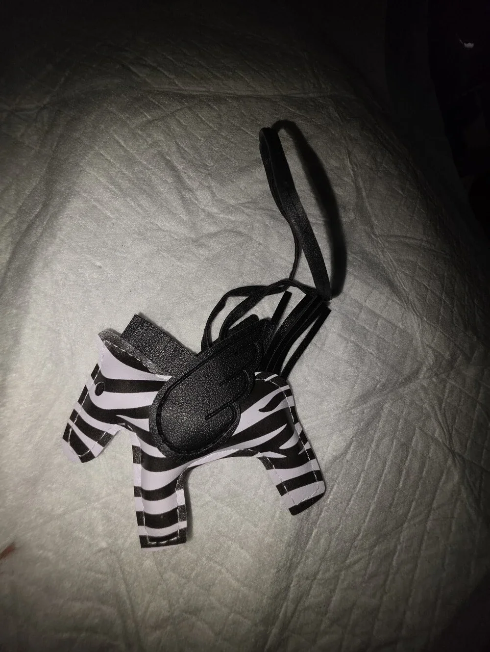Zebra Print Horse Charm Bag Charm Pendant - Black and White